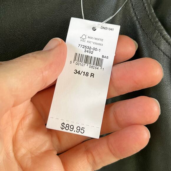 Gap Women's Cheeky Straight High Rise Pants Black Vegan Leather Size 18R. NEW - Picture 7 of 9